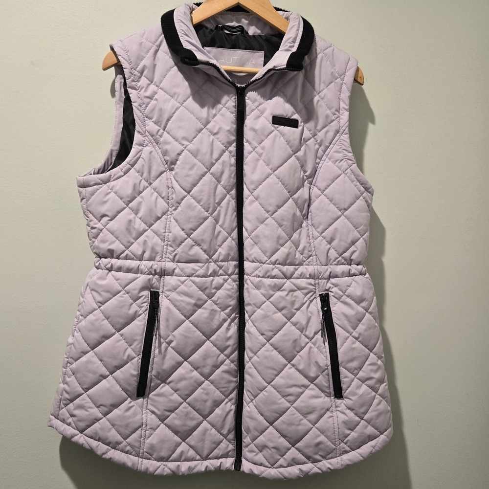 NAUTICA‎ Women's Full Zip 2 Pockets Sleeveless Quilted Vest Purple Size XL